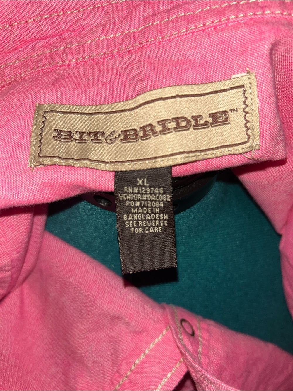 Bit & Bridle Pink Ruffle Front Button Shirt - Picture 3 of 9